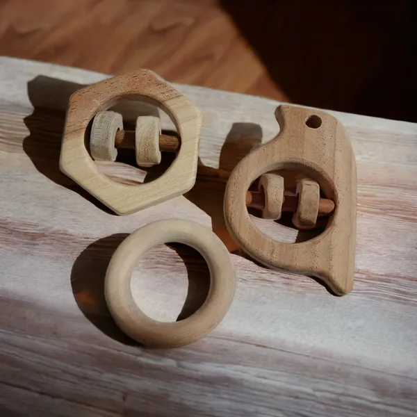 Neem_Wooden_Rattles_&_Teethers_-_Sparrow,_Hexagon_&_Ring_Shapes