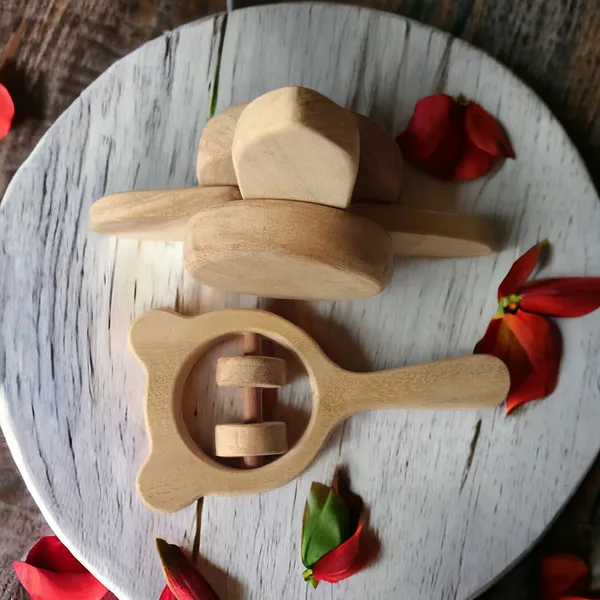 Sensory_Developing_Neem_Wooden_Flower_Tumbler_&_Mickey_Head_Rattle_-_For_0-3_Year_Babies