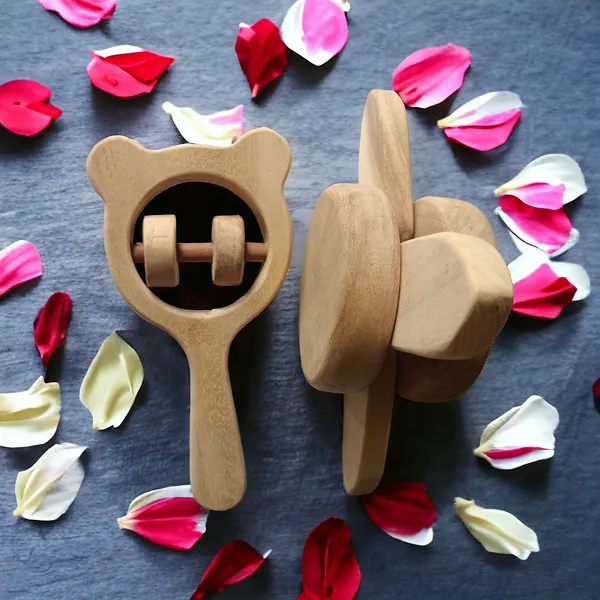 Sensory_Developing_Neem_Wooden_Flower_Tumbler_&_Mickey_Head_Rattle_-_For_0-3_Year_Babies