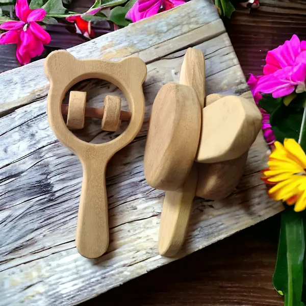 Sensory_Developing_Neem_Wooden_Flower_Tumbler_&_Mickey_Head_Rattle_-_For_0-3_Year_Babies