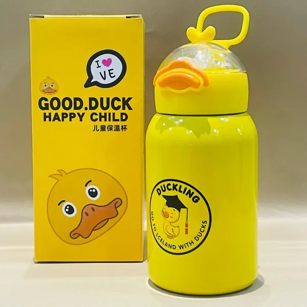 Cute_Duck_Design_Spill_Proof_Insulated_Stainless_Steel_Thermos_with_Straw_400_ml_Sipper__(Pack_of_1,_Yellow,_Steel)