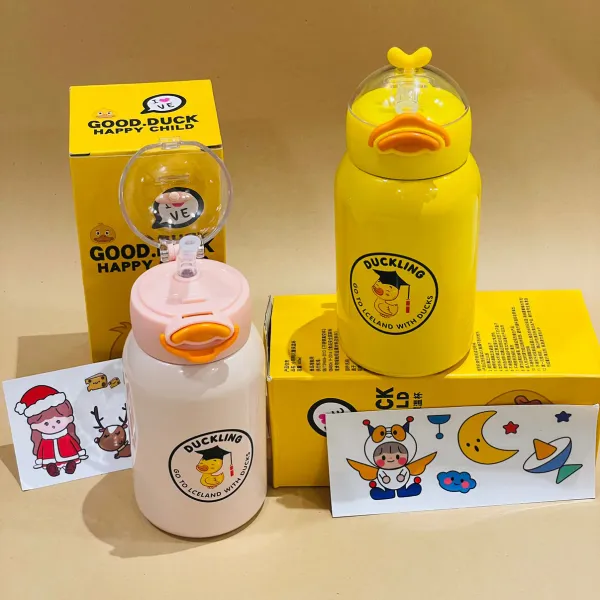 Cute_Duck_Design_Spill_Proof_Insulated_Stainless_Steel_Thermos_with_Straw_400_ml_Sipper__(Pack_of_1,_Yellow,_Steel)