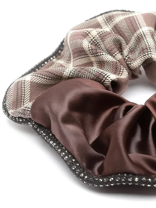 Brown_Check_Satin_fabric_Scrunchies_|_Premium_Hair_Accessories