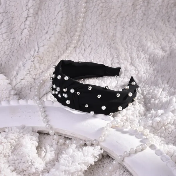 Hairband_Black_fabric_Pearl__|_Premium_Hair_Accessories