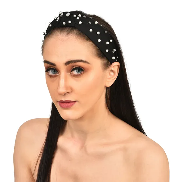 Hairband_Black_fabric_Pearl__|_Premium_Hair_Accessories