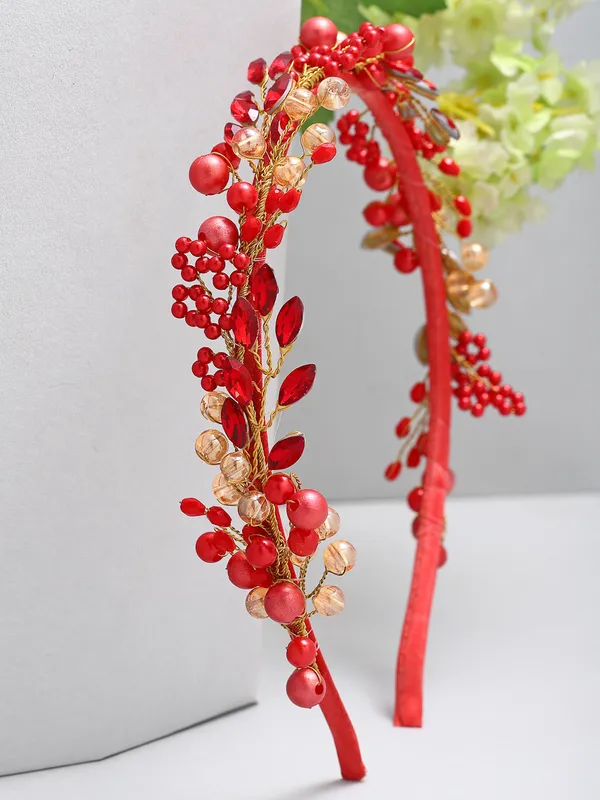 Hairband_Red_Handmade_Pearl__|_Premium_Hair_Accessories