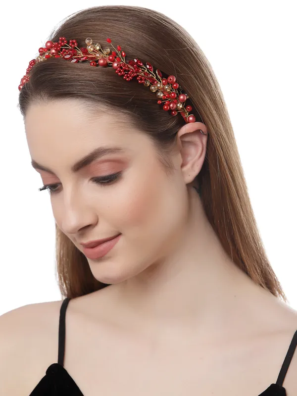 Hairband_Red_Handmade_Pearl__|_Premium_Hair_Accessories