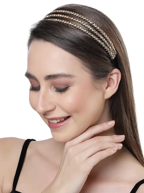 Hairband_Gold_Handmade_Tripple_Line_Stone__|_Premium_Hair_Accessories