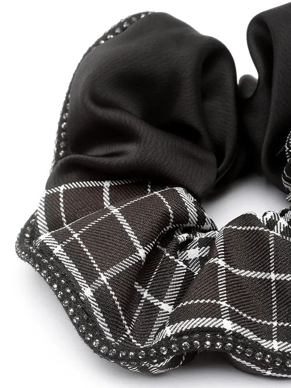 Black_Check_Satin_fabric_Scrunchies_|_Premium_Hair_Accessories