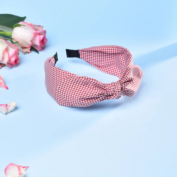 Hairband_Red_Check_Bow__|_Premium_Hair_Accessories