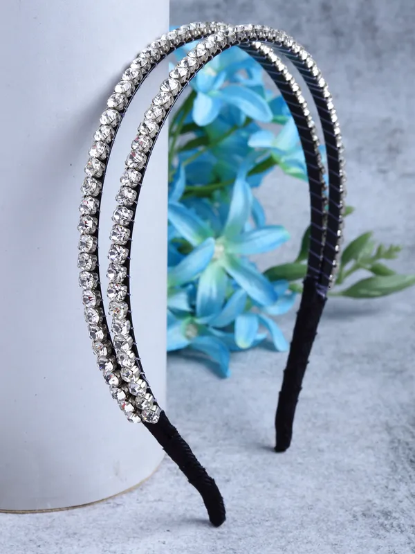 Hairband_Silver_Handmade_Double_Line_Stone__|_Premium_Hair_Accessories