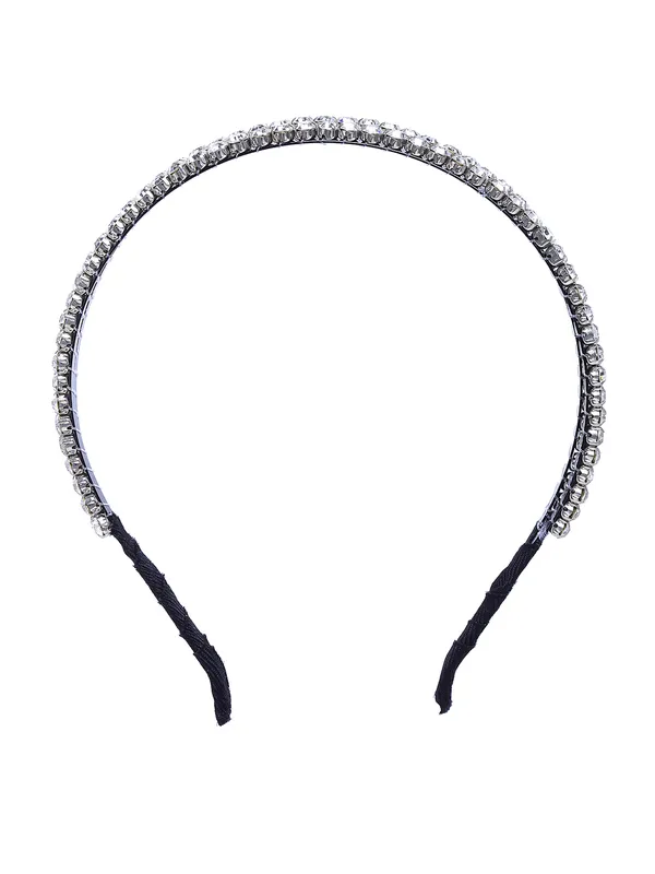 Hairband_Silver_Handmade_Double_Line_Stone__|_Premium_Hair_Accessories