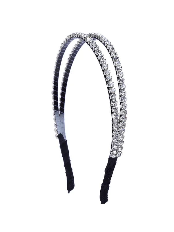 Hairband_Silver_Handmade_Double_Line_Stone__|_Premium_Hair_Accessories