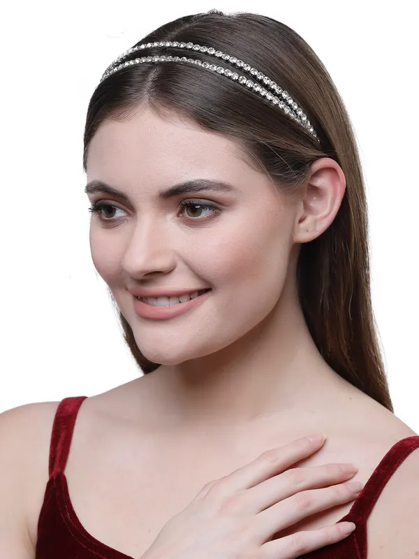 Hairband_Silver_Handmade_Double_Line_Stone__|_Premium_Hair_Accessories