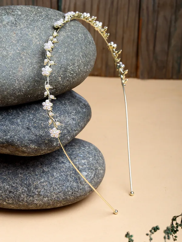 Hairband_Gold_Sleek_Pearl__|_Premium_Hair_Accessories
