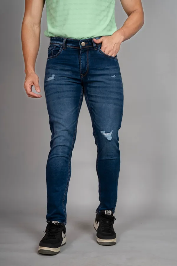 Stylophile Blue Ankle Fit Distressed Stretchable Jeans for Men Price in India Buy Stylophile Blue Ankle Fit Distressed Stretchable Jeans for Men