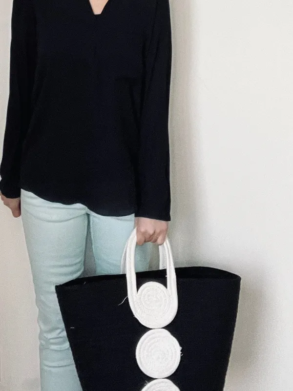 FemmeFiber_Collection_By__Cotton_&_Jute_Bags_in_black-white_tikki