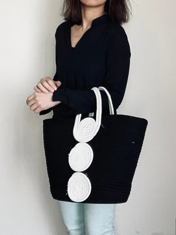 FemmeFiber_Collection_By__Cotton_&_Jute_Bags_in_black-white_tikki