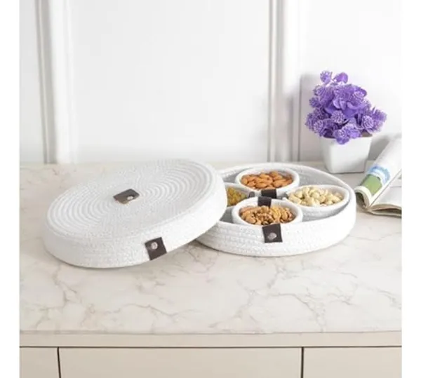 White_Cotton_Natural_Homemade_Rope_Dry_Fruit_Container_with_Lid_And_Serving_Tray_For_Your_Home_&_Kitchen_(1_LowerTray,_4_Bowl,_1Tray_Cover)