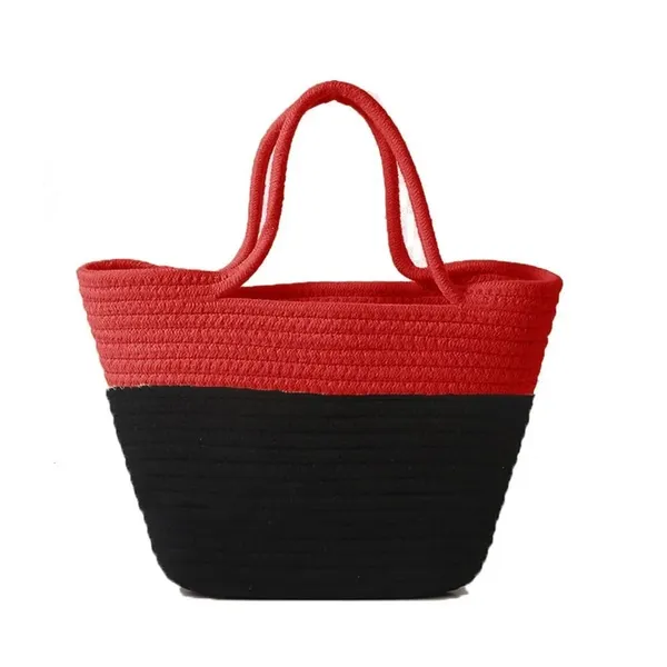 handbag_with_Black_And_Red_Color_With_Eco_Friendly_Threads_Stylish_Look_for_Outdoor_Use_Some_Personal_Storage_Bag_With_Small_Handle_Cotton_Bag_Kitty_Parties_Women_Trendy_Look_For_All_Occasions