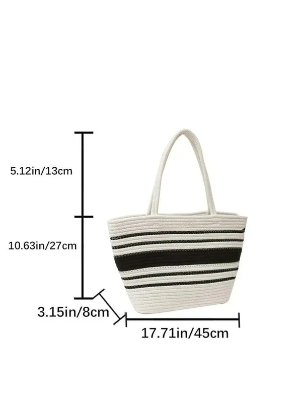 EcoFemme-_'s_Stylish_Cotton_&_Jute_Bags_BLK-WHT_Strap_Bag