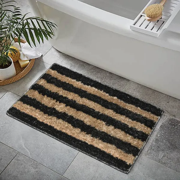 _Stripes_Design_Tufted_Montella_Bath_Mat,_Bathroom_Rug_Floor_Mats,_Water_Absorbent_Anti-Skid_Kitchen_Floor_Mat_(40x60_Centimetre)_Pack_of_2_Piece_-_Dark_Grey