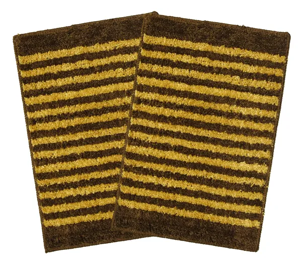 _Anti-Slip_Latex_Backing_Striped_Design_Microfiber_Relish_Bath_Mat_Bathroom_Rug_Standard_Size_-_40x60_CM,_Door_Mat,_Entrance_Way,_Floor_Mat,_Kitchen,_Set_of_2_Piece_-_Red,_Gold