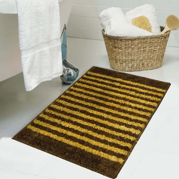 _Anti-Slip_Latex_Backing_Striped_Design_Microfiber_Relish_Bath_Mat_Bathroom_Rug_Standard_Size_-_40x60_CM,_Door_Mat,_Entrance_Way,_Floor_Mat,_Kitchen,_Set_of_2_Piece_-_Coffee