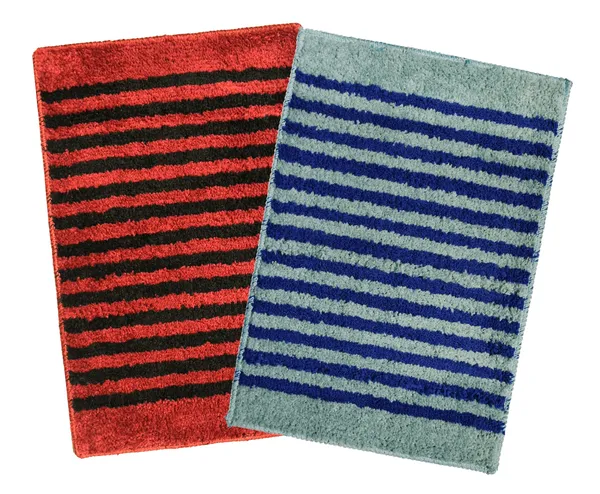 _Anti-Slip_Latex_Backing_Striped_Design_Microfiber_Relish_Bath_Mat_Bathroom_Rug_Standard_Size_-_40x60_CM,_Door_Mat,_Entrance_Way,_Floor_Mat,_Kitchen,_Set_of_2_Piece_-_Red,_Teal