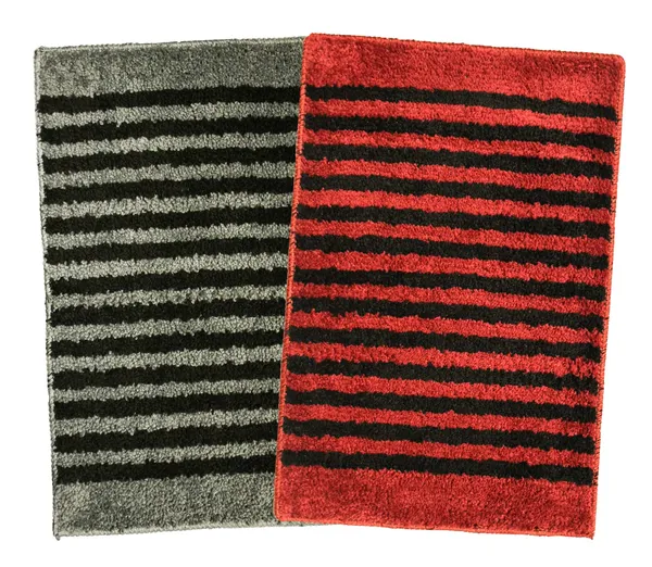 _Anti-Slip_Latex_Backing_Striped_Design_Microfiber_Relish_Bath_Mat_Bathroom_Rug_Standard_Size_-_40x60_CM,_Door_Mat,_Entrance_Way,_Floor_Mat,_Kitchen,_Set_of_2_Piece_-_Red,_Grey