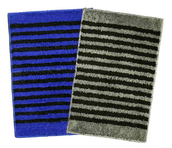 _Anti-Slip_Latex_Backing_Striped_Design_Microfiber_Relish_Bath_Mat_Bathroom_Rug_Standard_Size_-_40x60_CM,_Door_Mat,_Entrance_Way,_Floor_Mat,_Kitchen,_Set_of_2_Piece_-_Grey,_Blue