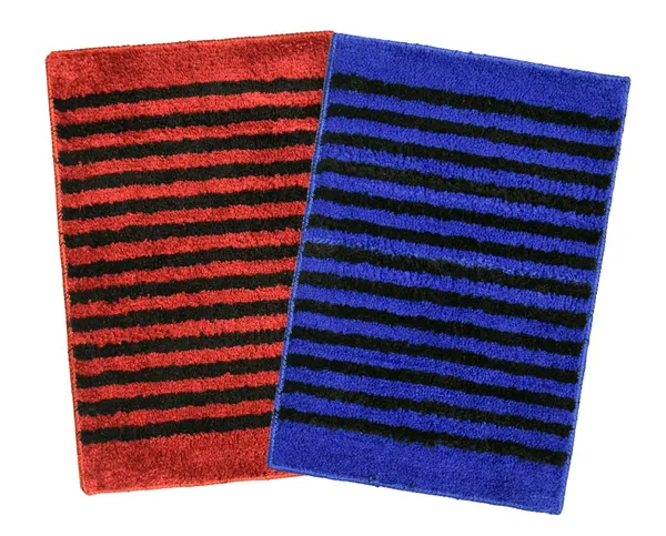 _Anti-Slip_Latex_Backing_Striped_Design_Microfiber_Relish_Bath_Mat_Bathroom_Rug_Standard_Size_-_40x60_CM,_Door_Mat,_Entrance_Way,_Floor_Mat,_Kitchen,_Set_of_2_Piece_-_Red,_Blue
