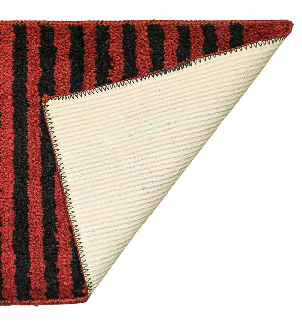 _Anti-Slip_Latex_Backing_Tufted_Striped_Design_Microfiber_Relish_Bath_Mat_Bathroom_Rug_Standard_Size_-_40x60_CM,_for_Door,_Entrance_Way,_Floor_Mat,_Kitchen,_Set_of_2_Piece_-_Red