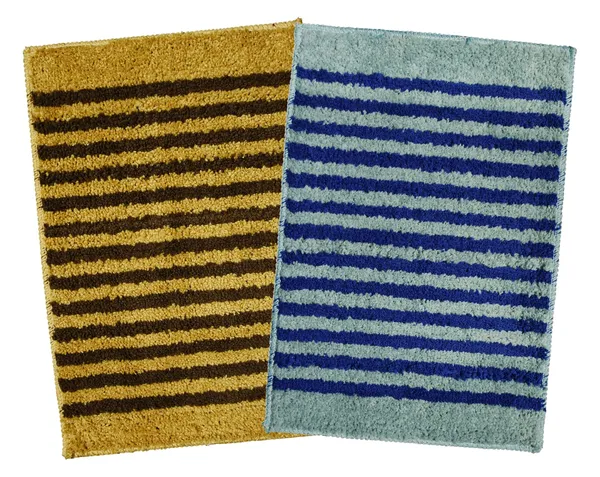 _Anti-Slip_Latex_Backing_Striped_Design_Microfiber_Relish_Bath_Mat_Bathroom_Rug_Standard_Size_-_40x60_CM,_Door_Mat,_Entrance_Way,_Floor_Mat,_Kitchen,_Set_of_2_Piece_-_Gold,_Teal