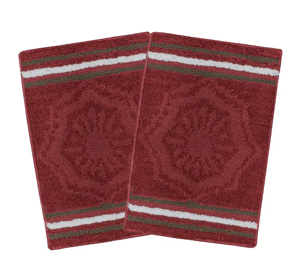 _Anti-Skid/Anti-Slip_Micro_Fiber_Bath_mat_Vibrant_Colors_with_Modern_Grid_Mirage_Bathroom_Rug_40X60_cm,_Set_of_2_Pieces_(40x60_CM,_Red)