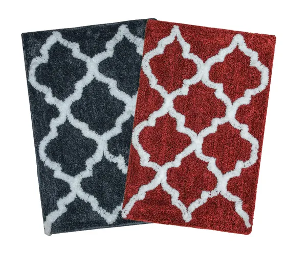 _Micro_Fiber_Bath_mat,_Serene_Bathroom_Rug_Size_-_37x57_CM,_Anti-Slip_Gel_Coating_Bath_Mat,_Abstract_Design_Bath_Mat,_Floor_Mat,_Set_of_2_Piece_(Grey,_Red)