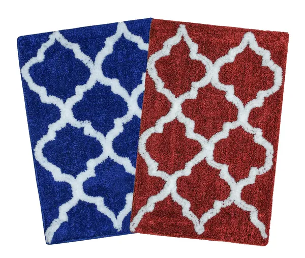 _Set_of_2_Pieces_Abstract_Design_Micro_Fiber_Bath_mat,_Anti-Slip_Gel_Coating_Serene_Bathroom_Rug_37x57_cm_(Red,_Blue)