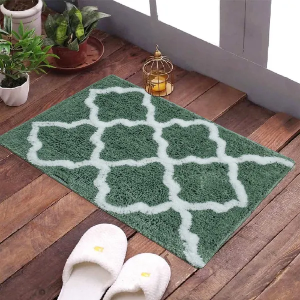 _Microfiber_Bath_Mat,_Serene_Bathroom_Rug_Size_-_37x57_CM,_Floor_Mat,_Door_Mat,_Entrance_Way_Mat,_Pack_of_2_Piece_(Green,_Red)