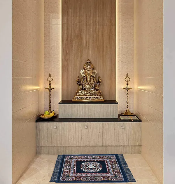 _Velvet_Pooja_Mat_for_Sitting_on_Floor,_Big_Aasan_for_Puja_Room_Washable_-_Pack_of_2_(20x20_Inch_-_Blue,_Brown)