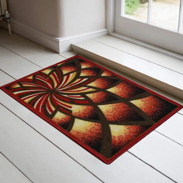_Indoor_Doormat,_Loop_Pile_Nylon_Printing_Mat_Size_-_45x70_cm,_Non-Slip,_Inside_Floor_Door_Mats,_Entrance_Doormat,_Set_of_2_Piece_-_Maroon_-_Flower