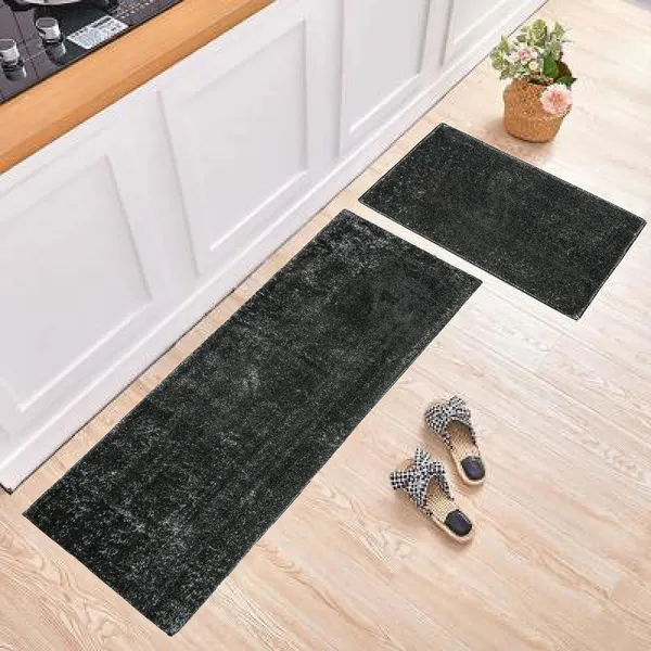_Essencia_Runner_Size_-_55x137_CM_&_Bath_Mat_Size_-_38x58_CM,_Set_of_of_2_Piece,_Non-Slip_Latex_Backing_Floor_Runner_for_Bedroom,_Bedside,_Kitchen,_Entryway,_Living_Room_-_Grey