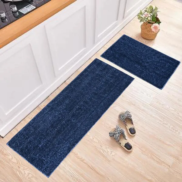 _Anti-Slip_Latex_Baking_Essencia_Tufted_Runner_&_Mat_Set_of_2_Piece_(Size_-_38x58,_55x137_CM)_for_Bedside,_Door,_Drawing_Room,_Bedroom,_Multipurpose_Floor_Mat_&_Runner,Office_-_Blue