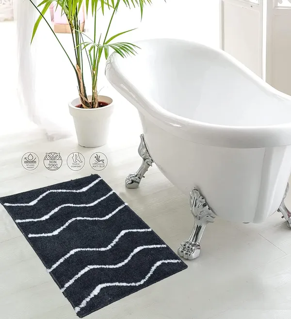 _Anti-Slip_Latex_Backing_Bath_Mat_Stripes_Design_Plush_Microfiber_Bathroom_Rug_Size_-_40x60_CM,_for_Bathroom,_Door,_Entrance_Way,_Floor_Mat,_Kitchen,_Set_of_2_Piece_-_Grey