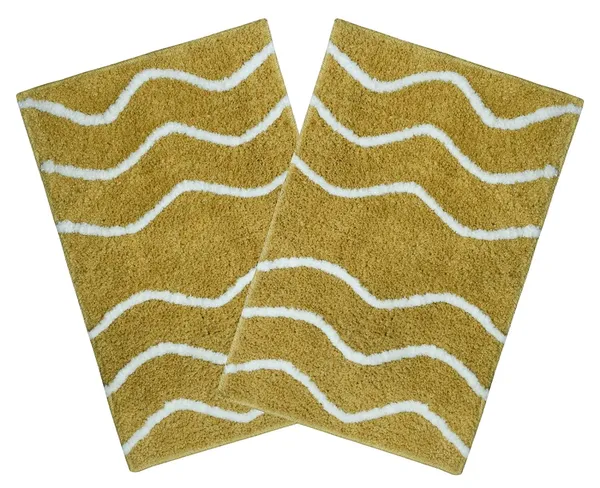 _Stripes_Design_Plush_Bath_Mat_Anti-Slip_Latex_Backing_Microfiber_Bathroom_Rug_Size_-_40x60_CM,_for_Door,_Entrance_Way,_Floor_Mat,_Kitchen,_Set_of_2_Piece_-_Gold