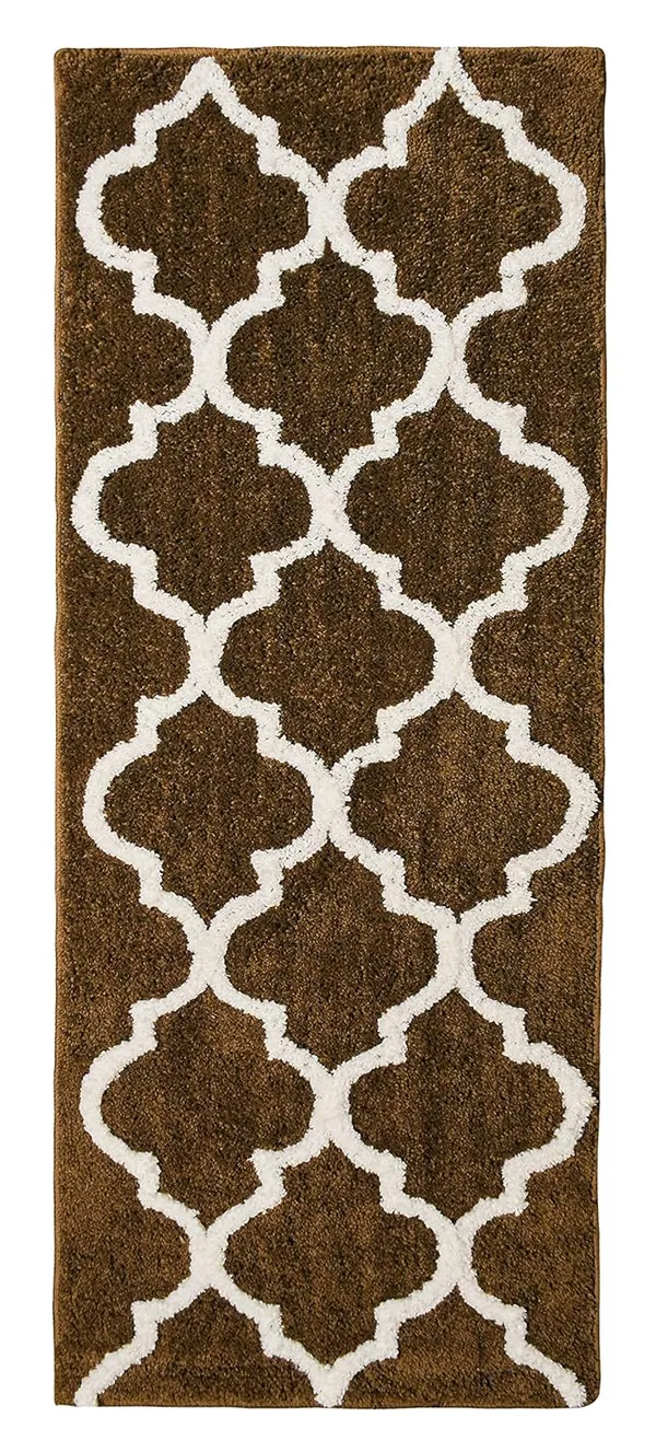 _Bedside_Runner_-_54x130_cm,_Tufted_Non-Slip_Abstract_Design_Microfiber_Serene_Runner_for_Bedroom/Home/Kitchen/Living_Area/Office_Entrance,_Pack_of_1_Piece_(Coffee)
