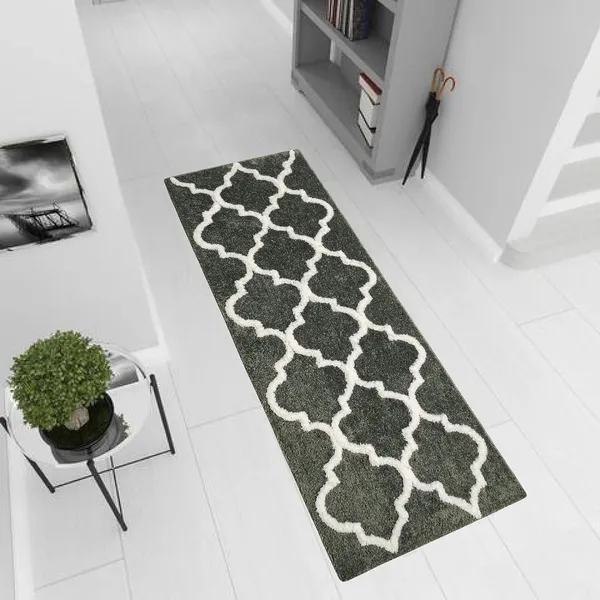 _Bedside_Runner_-_54x130_CM,_Tufted_Non-Slip_Abstract_Design_Microfiber_Serene_Runner_for_Bedside/Sofa_Size/Bedroom/Home/Kitchen/Living_Area/Office_Entrance,_Pack_of_1_Piece_(Grey)