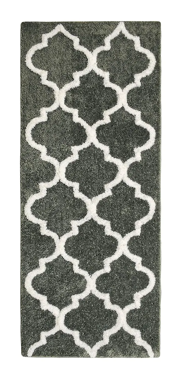 _Bedside_Runner_-_54x130_CM,_Tufted_Non-Slip_Abstract_Design_Microfiber_Serene_Runner_for_Bedside/Sofa_Size/Bedroom/Home/Kitchen/Living_Area/Office_Entrance,_Pack_of_1_Piece_(Grey)