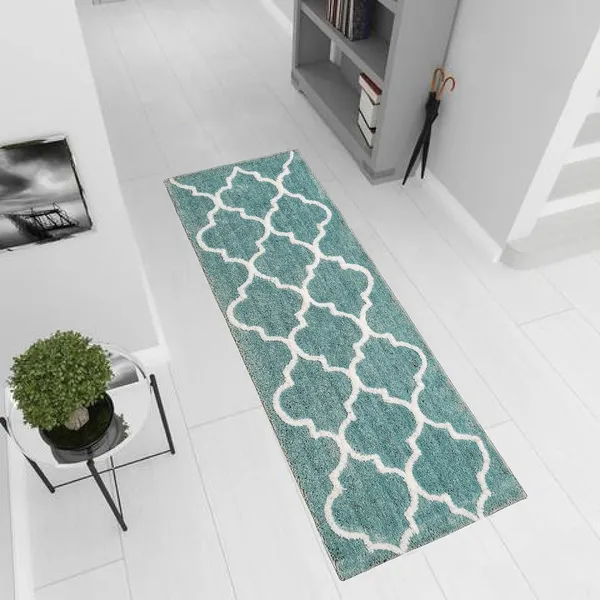 _Non-Slip_Hot_Melt_Coating_Microfiber_Serene_Runner_Size_-_54x130_CM,_for_Bedside/Sofa/Bedroom/Home/Kitchen/Living_Area/Office_Entrance,_Pack_of_1_Piece_(Teal)