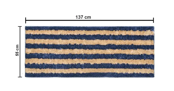 _Tufted_Gold_Stripes_Design_Mantella_Bath_Mat_&_Runner_Size_-_40x60_CM,_55x137_CM,_Non-Slip_Latex_Backing_Floor_Mat_for_Bedroom,_Bedside,_Office,_Living_Room_(Blue-Gold)