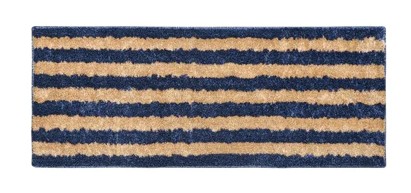 _Tufted_Gold_Stripes_Design_Mantella_Bath_Mat_&_Runner_Size_-_40x60_CM,_55x137_CM,_Non-Slip_Latex_Backing_Floor_Mat_for_Bedroom,_Bedside,_Office,_Living_Room_(Blue-Gold)